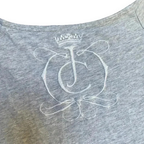 Vintage Juicy Couture Gray Short Sleeve Dress Logo Script Crown Embroidery S Y2K - Picture 9 of 11